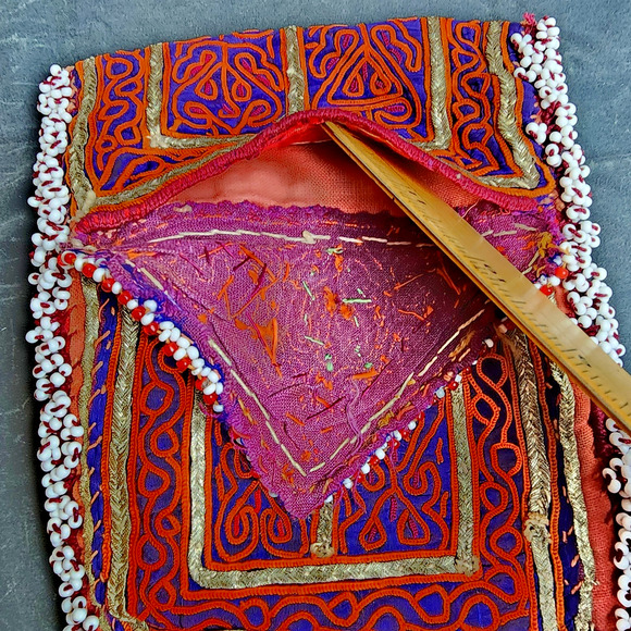 Kuchi Embroidered Pouch Wallet Central Asian Handmade Beaded Wide - Picture 4 of 6